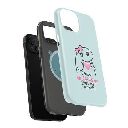 Christian Cute Heart Phone Case — "I Know Jesus Loves Me So Much" Magnetic Impact-Resistant Case