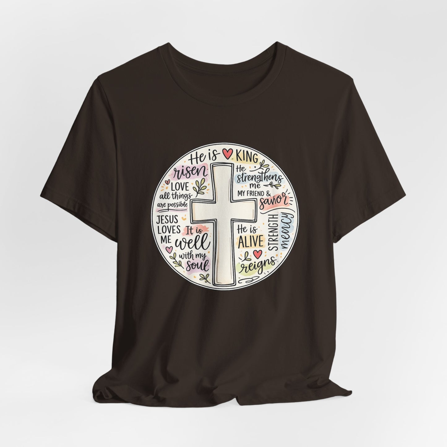 Christian Cross Faith T-Shirt — He Is Risen Inspirational Graphic Tee