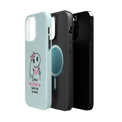 Christian Cute Heart Phone Case — "I Know Jesus Loves Me So Much" Magnetic Impact-Resistant Case