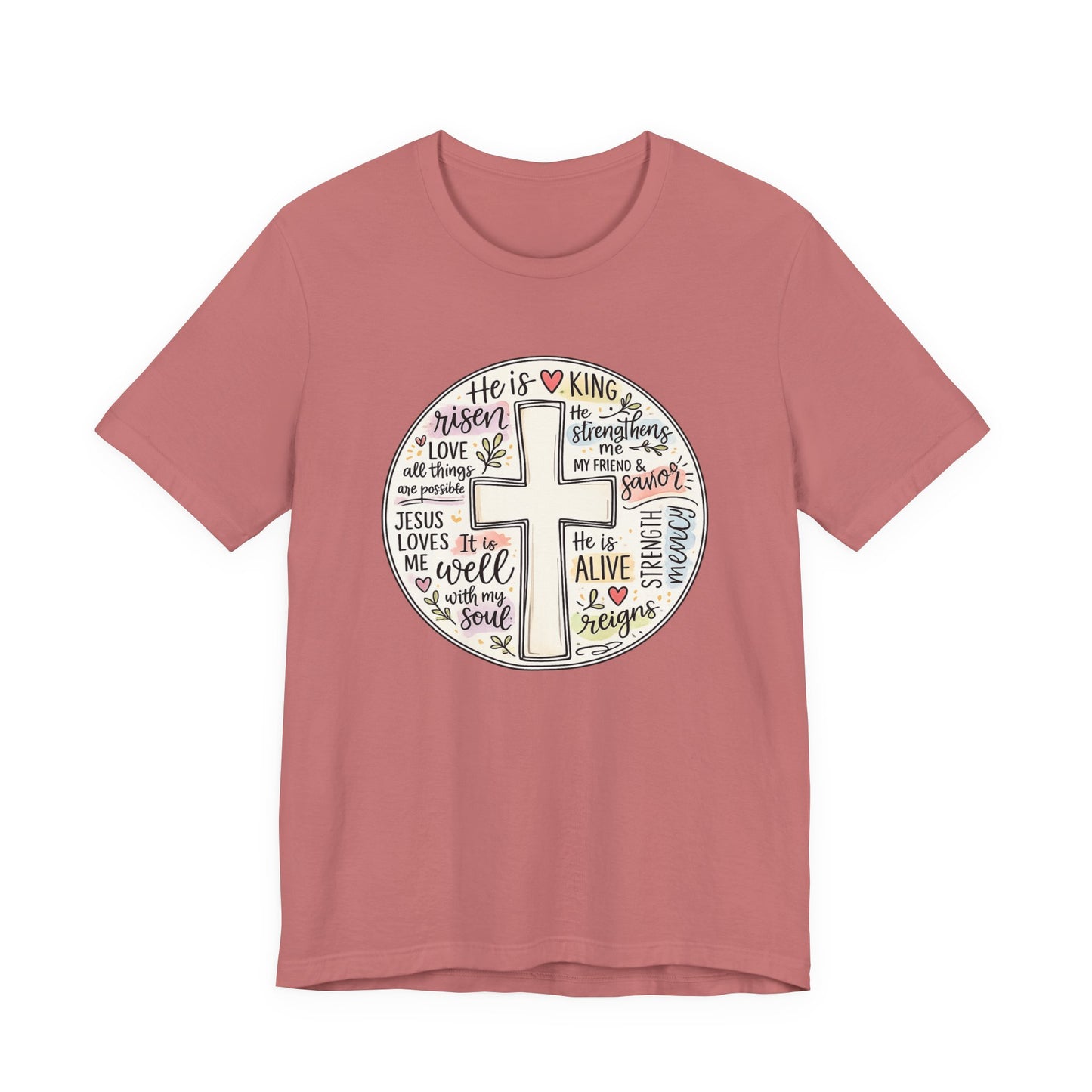 Christian Cross Faith T-Shirt — He Is Risen Inspirational Graphic Tee