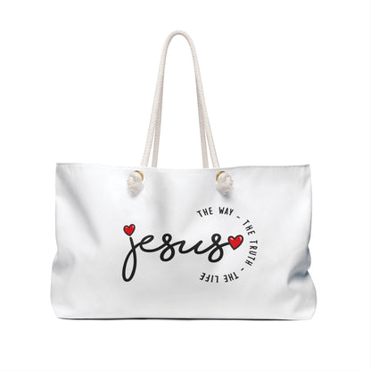 Christian Weekender Bag — "Jesus" Cross Faith Travel Tote