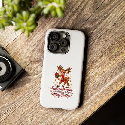 Christmas Reindeer Phone Case — “Sweet granddaughter you’re an answered prayer” Holiday Phone Cover