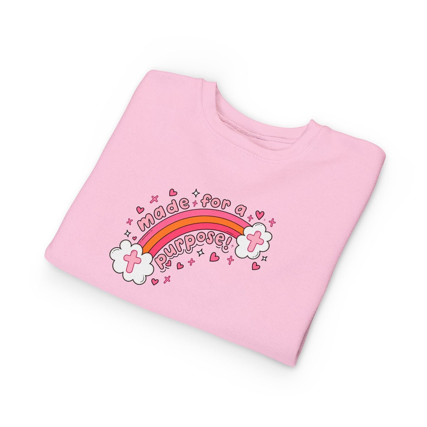 Toddler Sweatshirt — 'Made for a Purpose' Rainbow & 'God's Timing is Perfect' Pink Graphic