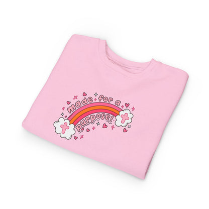 Toddler Sweatshirt — 'Made for a Purpose' Rainbow & 'God's Timing is Perfect' Pink Graphic