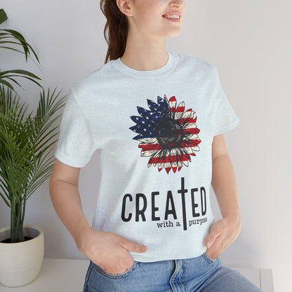 Created With A Purpose American Flag Sunflower T-Shirt
