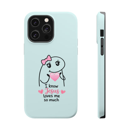 Christian Cute Heart Phone Case — "I Know Jesus Loves Me So Much" Magnetic Impact-Resistant Case