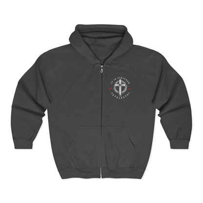 It Is Finished Cross Zip Hoodie — Christian Faith Full-Zip Sweatshirt