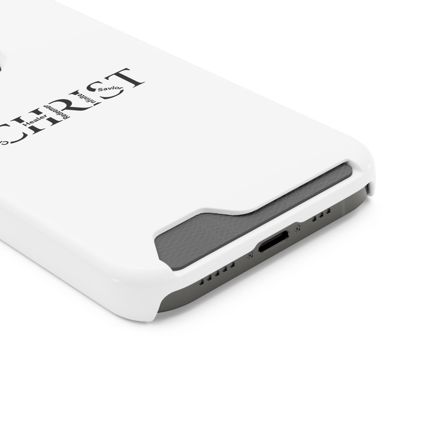 Christian Phone Card Case — Minimal 'CHRIST' Text Wallet Phone Case