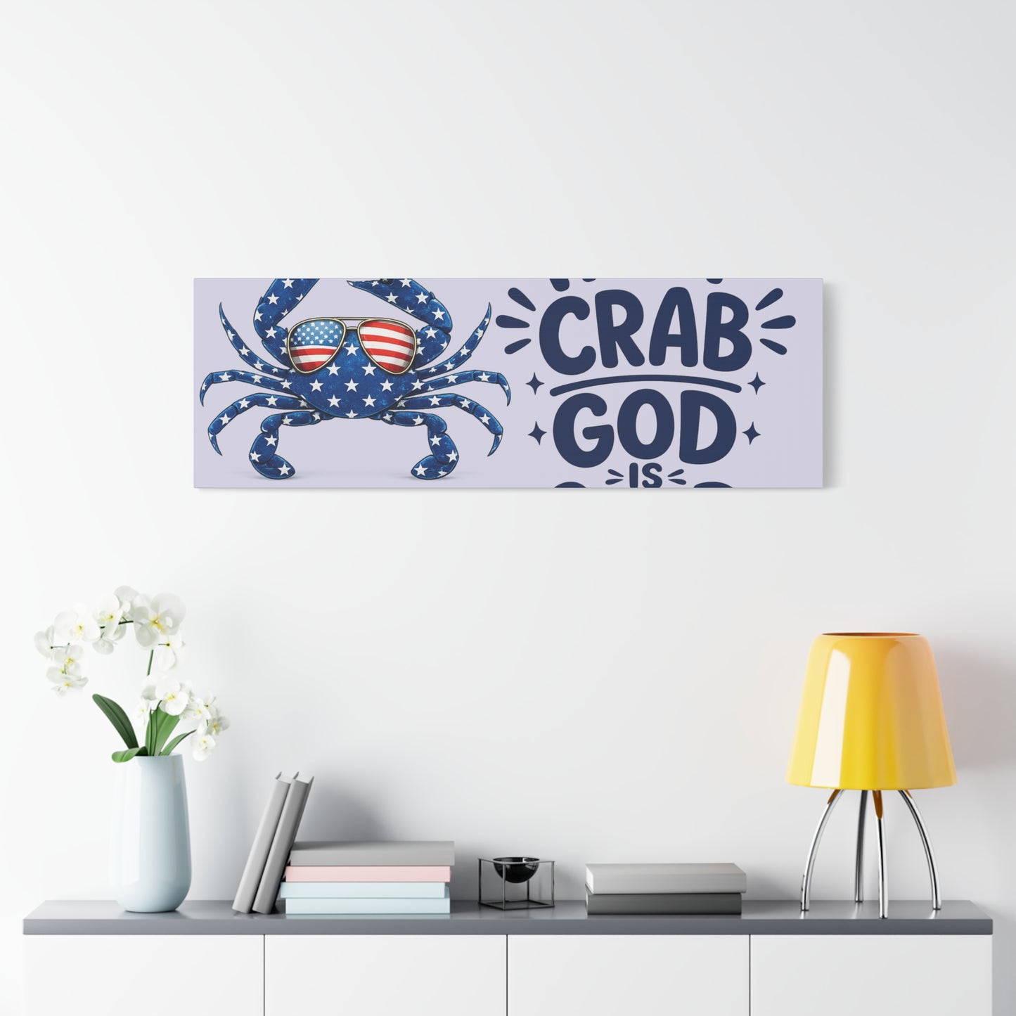 Patriotic Crab Canvas — "Holy Crab God Is Good" Wall Art