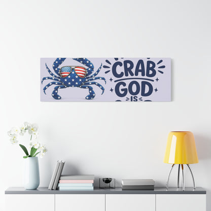 Patriotic Crab Canvas — "Holy Crab God Is Good" Wall Art