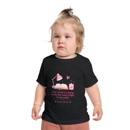 Baby T-Shirt — "Your word is a lamp" Psalm 119:105 Pink Nursery Tee