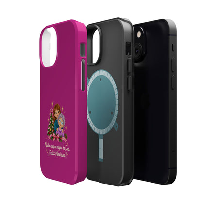 Magenta Christmas Grandma Phone Case — "Abuela, eres un regalo de Dios. ¡Feliz Navidad!" Magnetic Impact-Resistant
