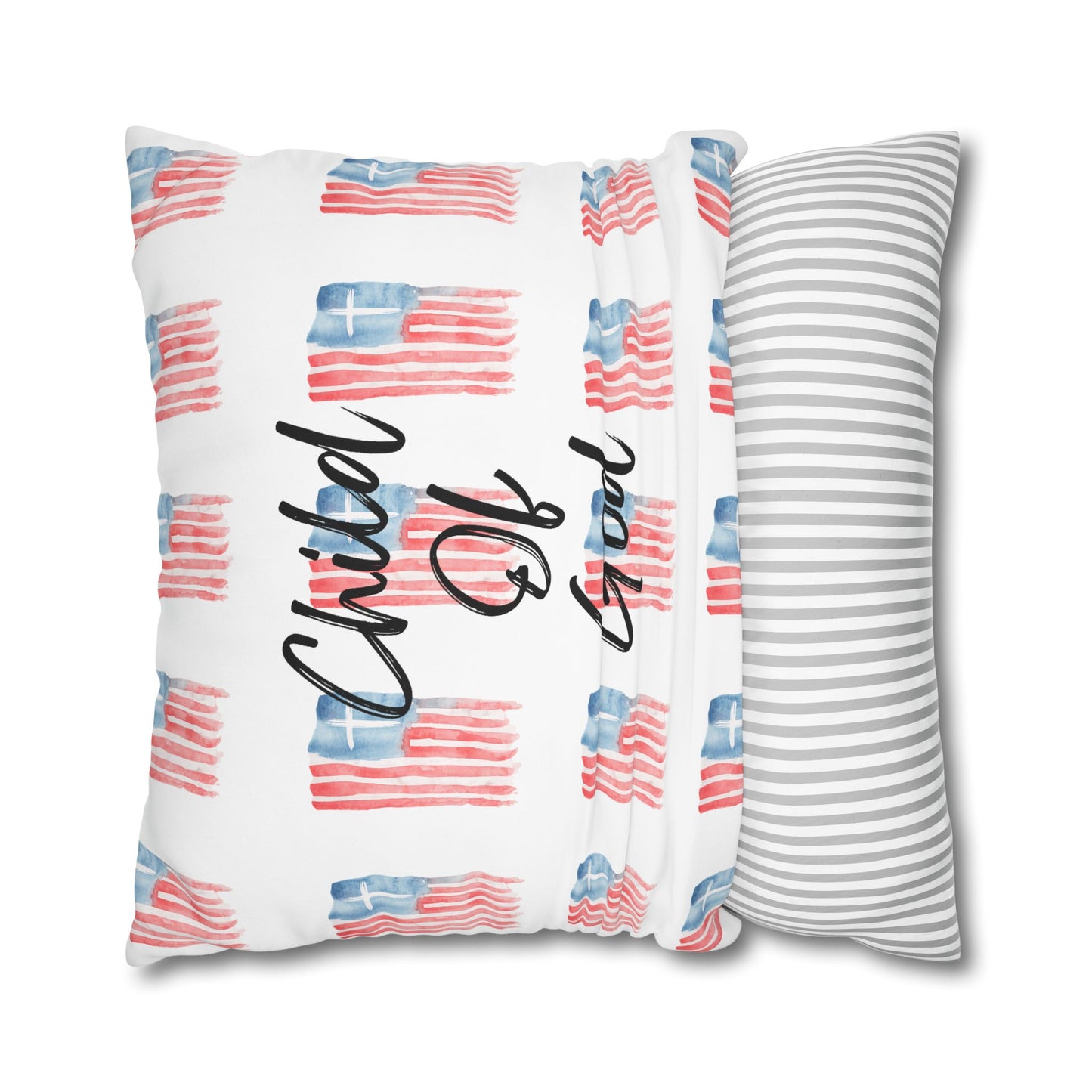 Blessed The Lord Pillowcase — Patriotic Psalm 33:12 Square Throw Pillow