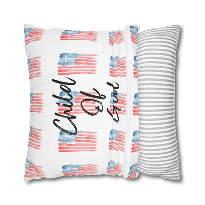 Blessed The Lord Pillowcase — Patriotic Psalm 33:12 Square Throw Pillow