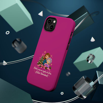 Magenta Christmas Grandma Phone Case — "Abuela, eres un regalo de Dios. ¡Feliz Navidad!" Magnetic Impact-Resistant