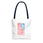Patriotic Faith Tote Bag — Watercolor Flag with Cross & "Blessed By the Lord" Scripture