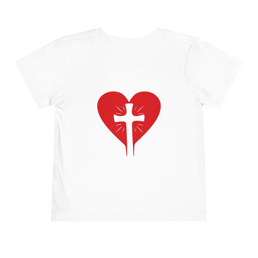 Toddler Tee - "250 Years of America" Patriotic 4th of July Shirt with Heart Cross Back