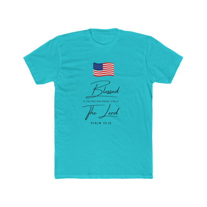 Blessed by the Lord American Flag T-Shirt — Psalm 55:12 Patriotic Christian Tee