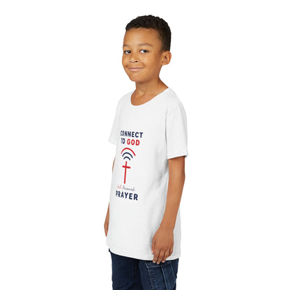 Youth Tee — "Connect to God" Prayer Wi-Fi Cross Shirt
