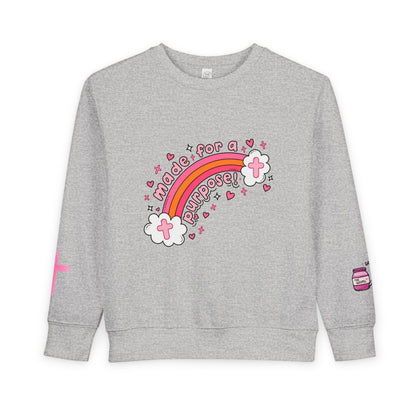 Toddler Sweatshirt — 'Made for a Purpose' Rainbow & 'God's Timing is Perfect' Pink Graphic