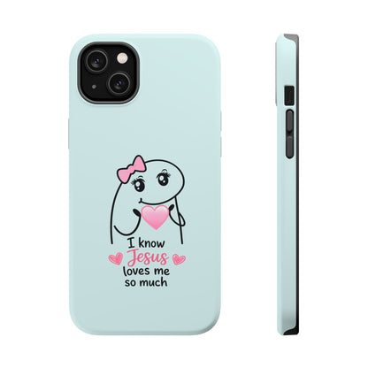 Christian Cute Heart Phone Case — "I Know Jesus Loves Me So Much" Magnetic Impact-Resistant Case