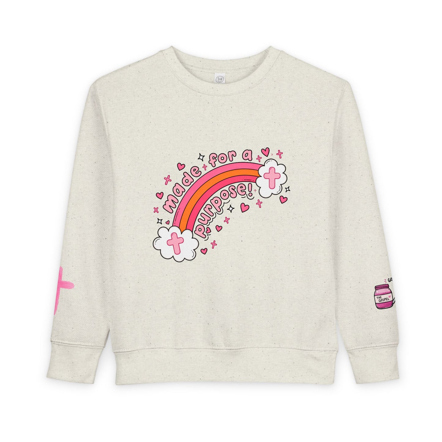 Toddler Sweatshirt — 'Made for a Purpose' Rainbow & 'God's Timing is Perfect' Pink Graphic