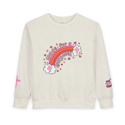 Toddler Sweatshirt — 'Made for a Purpose' Rainbow & 'God's Timing is Perfect' Pink Graphic