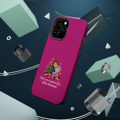 Magenta Christmas Grandma Phone Case — "Abuela, eres un regalo de Dios. ¡Feliz Navidad!" Magnetic Impact-Resistant