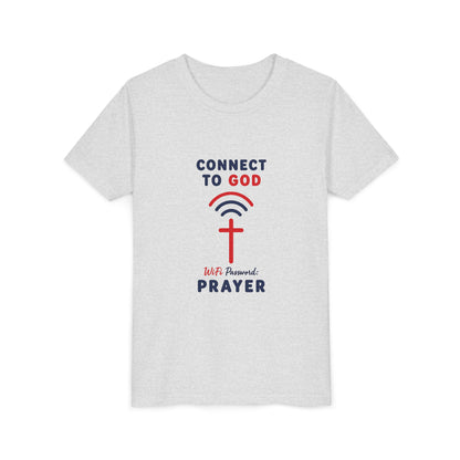 Youth Tee — "Connect to God" Prayer Wi-Fi Cross Shirt