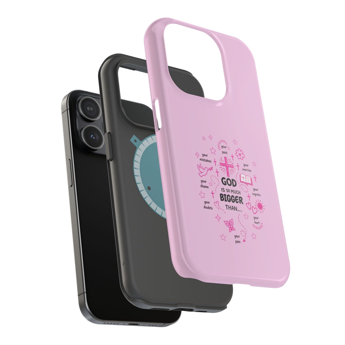Pink Faith Phone Case — "God Is So Much Bigger Than..." Magnetic Impact-Resistant Case