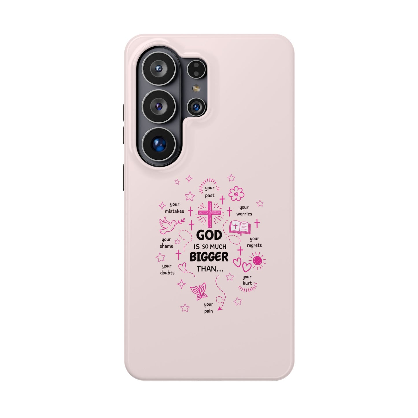 Pink Christian Phone Case — "God Is So Much Bigger Than..." Magnetic Impact-Resistant Case