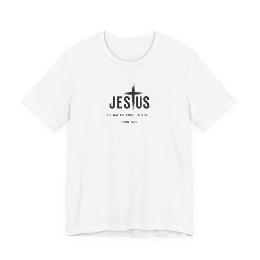 Faith Over Everything Christian Tee — "Jesus" Cross Design, John 14:6 Inspirational Shirt
