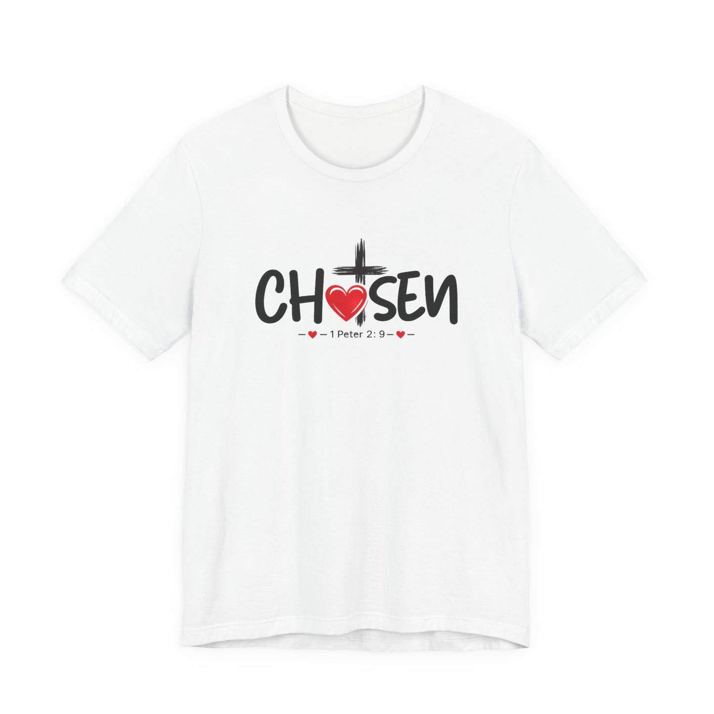 Chosen Cross Heart T-Shirt — Christian Faith Tee (1 Peter 2)