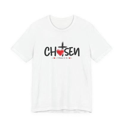 Chosen Cross Heart T-Shirt — Christian Faith Tee (1 Peter 2)