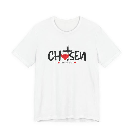 Chosen Cross Heart T-Shirt — Christian Faith Tee (1 Peter 2)