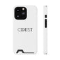 Christian Phone Card Case — Minimal 'CHRIST' Text Wallet Phone Case