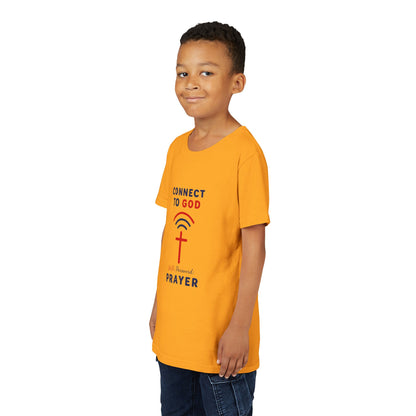Youth Tee — "Connect to God" Prayer Wi-Fi Cross Shirt