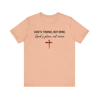 God's Timing, Not Mine Tee — Christian Faith Cross T-Shirt