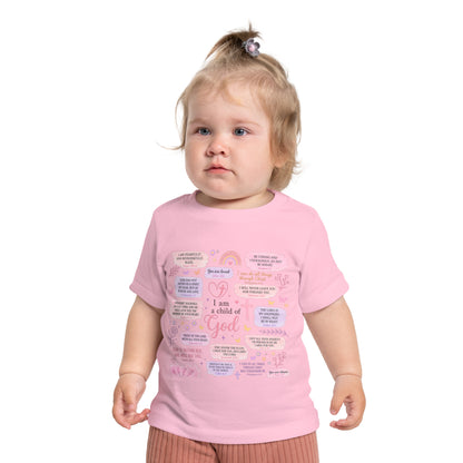 Baby T-Shirt — 'I Am a Child of God' Christian Infant Tee (Romans 8:31, Patriotic Bow Back)