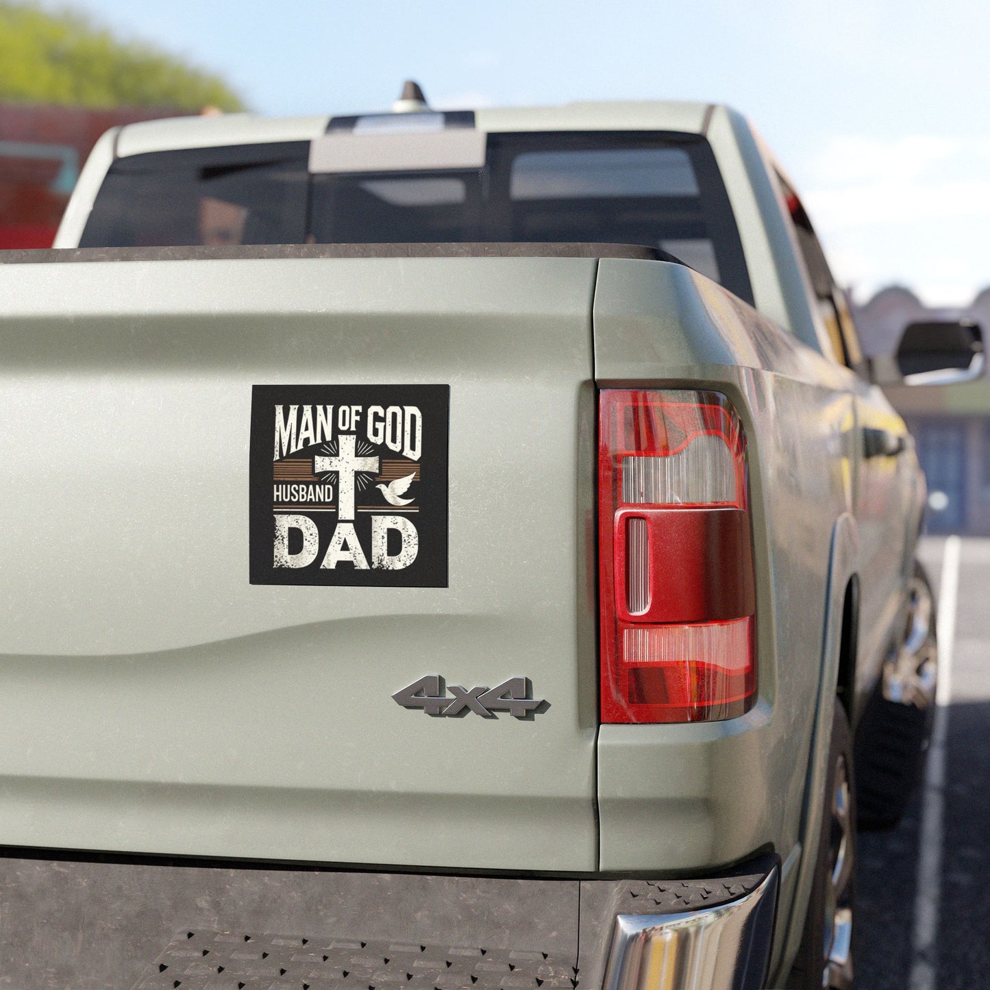 Car Magnet — "Man of God Husband Dad" Religious Cross Faith Magnet for Christian Fathers (Father's Day Gift)