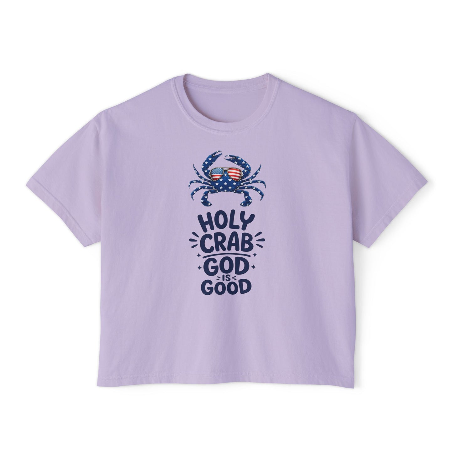 Women’s Boxy Tee — ‘Holy Crab, God Is Good’ Nautical Christian Tee