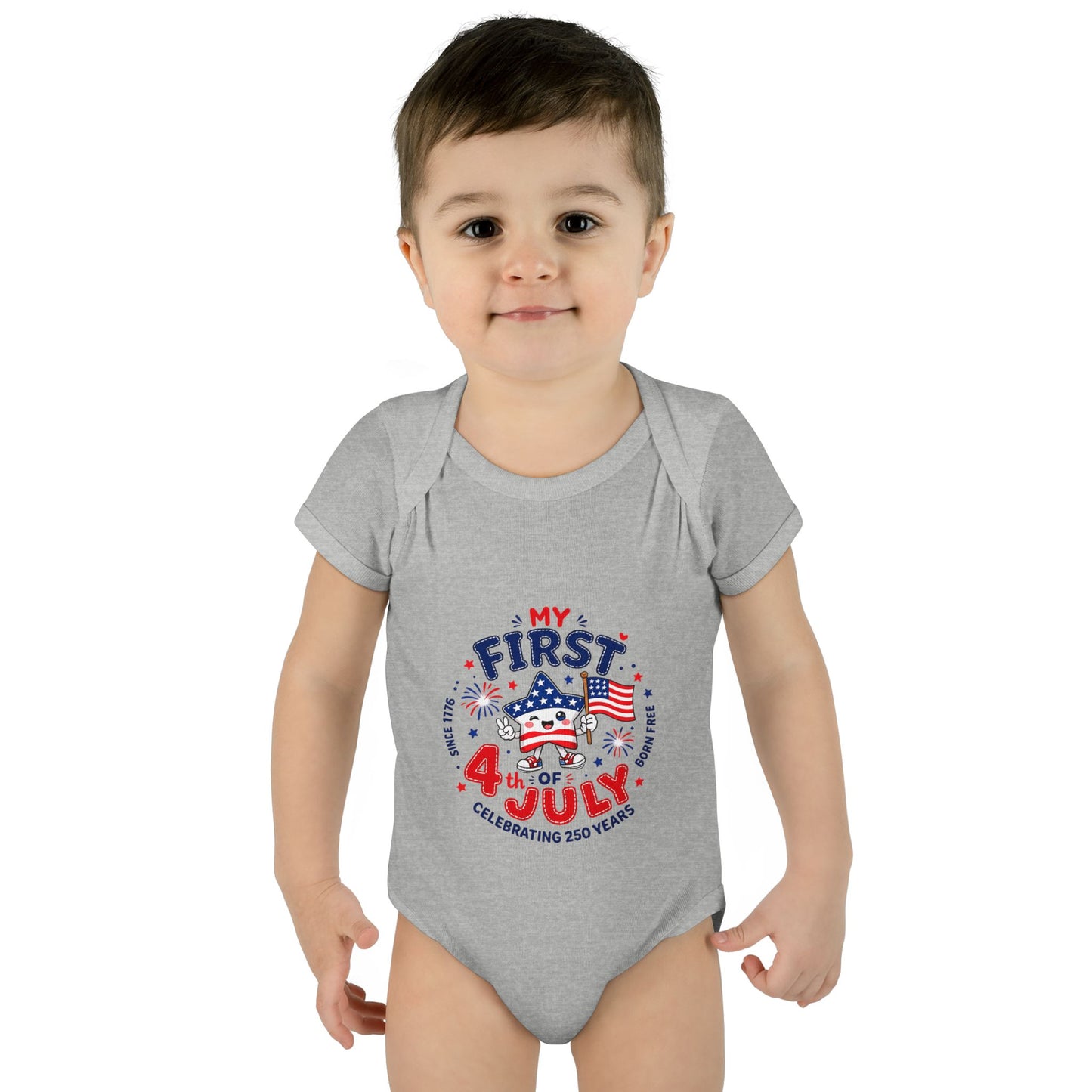Baby Bodysuit – "My First 4th of July" Patriotic Infant Onesie
