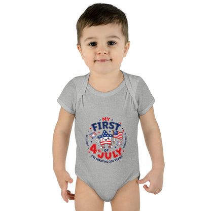 Baby Bodysuit – "My First 4th of July" Patriotic Infant Onesie