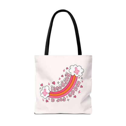 Pink Faith Tote Bag — Inspirational Cross & Rainbow AOP Tote
