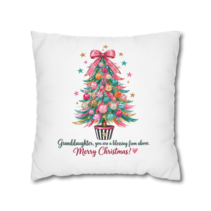 Christmas Tree Pillowcase — "Granddaughter, you are a blessing from above. Merry Christmas!"