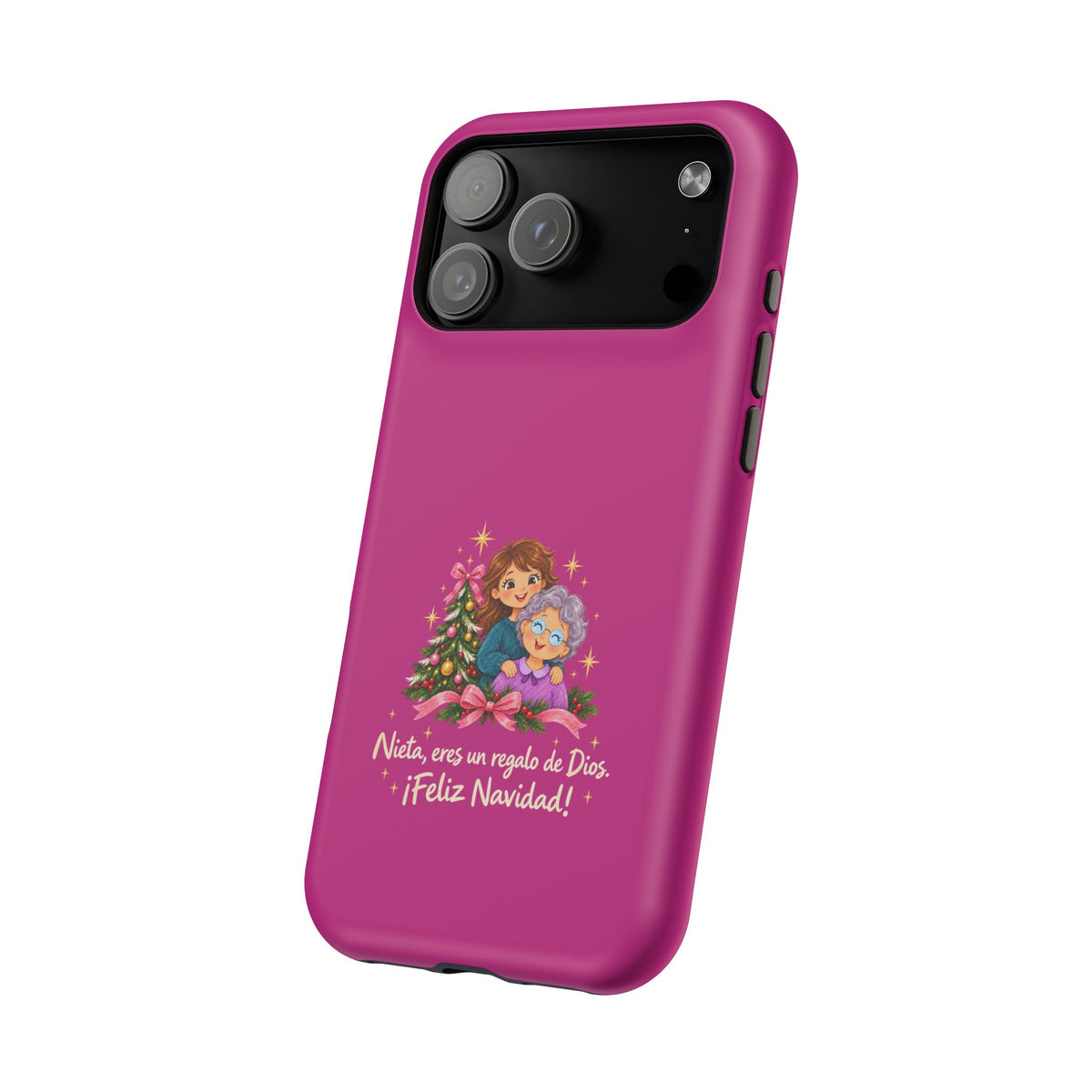 Magenta Christmas Grandma Phone Case — "Abuela, eres un regalo de Dios. ¡Feliz Navidad!" Magnetic Impact-Resistant