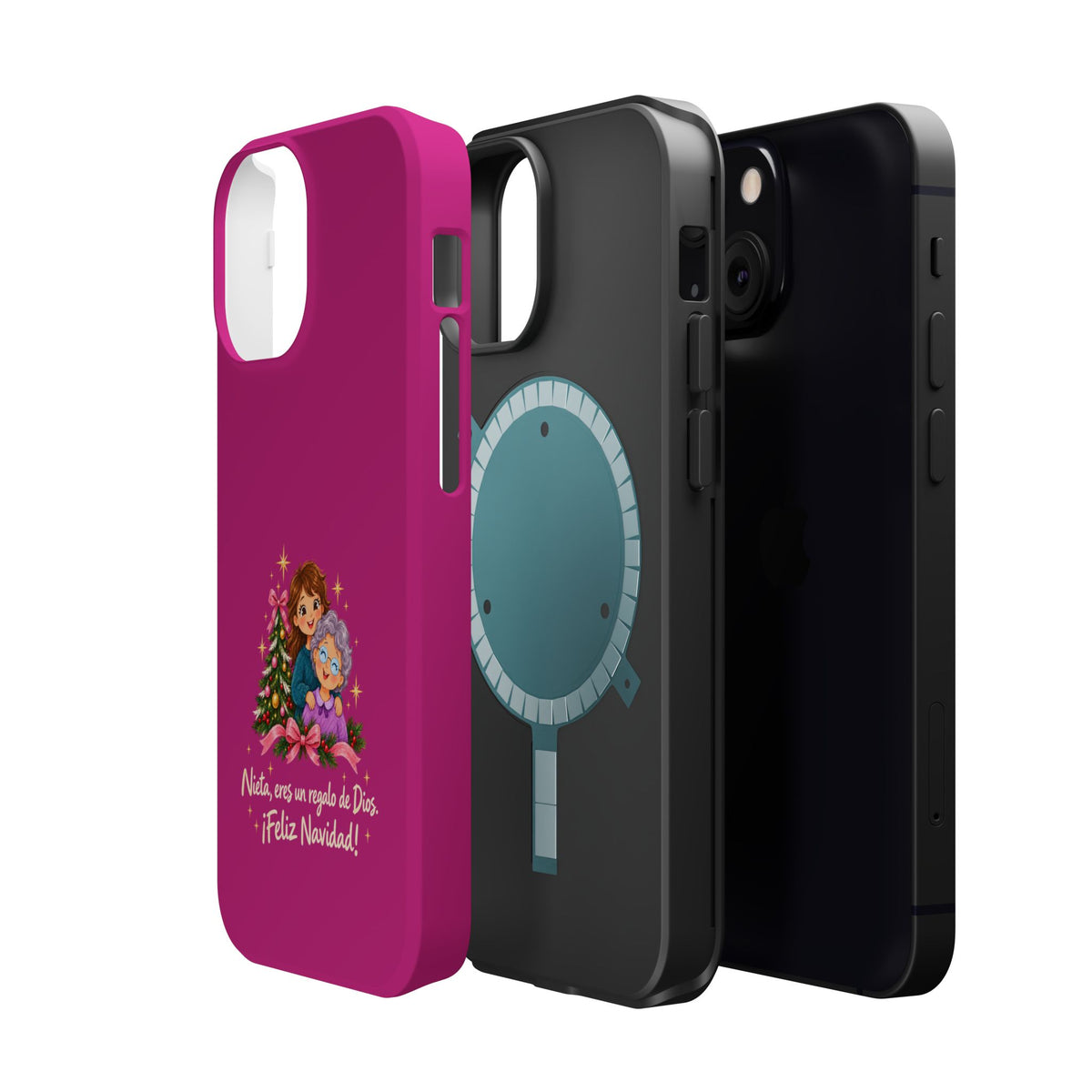 Magenta Christmas Grandma Phone Case — "Abuela, eres un regalo de Dios. ¡Feliz Navidad!" Magnetic Impact-Resistant