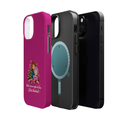 Magenta Christmas Grandma Phone Case — "Abuela, eres un regalo de Dios. ¡Feliz Navidad!" Magnetic Impact-Resistant