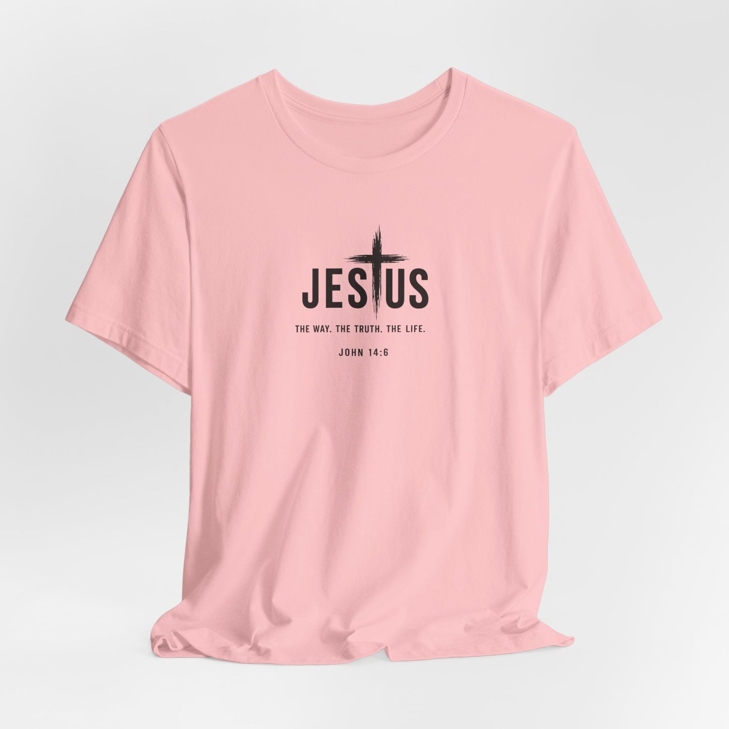 Faith Over Everything Christian Tee — "Jesus" Cross Design, John 14:6 Inspirational Shirt