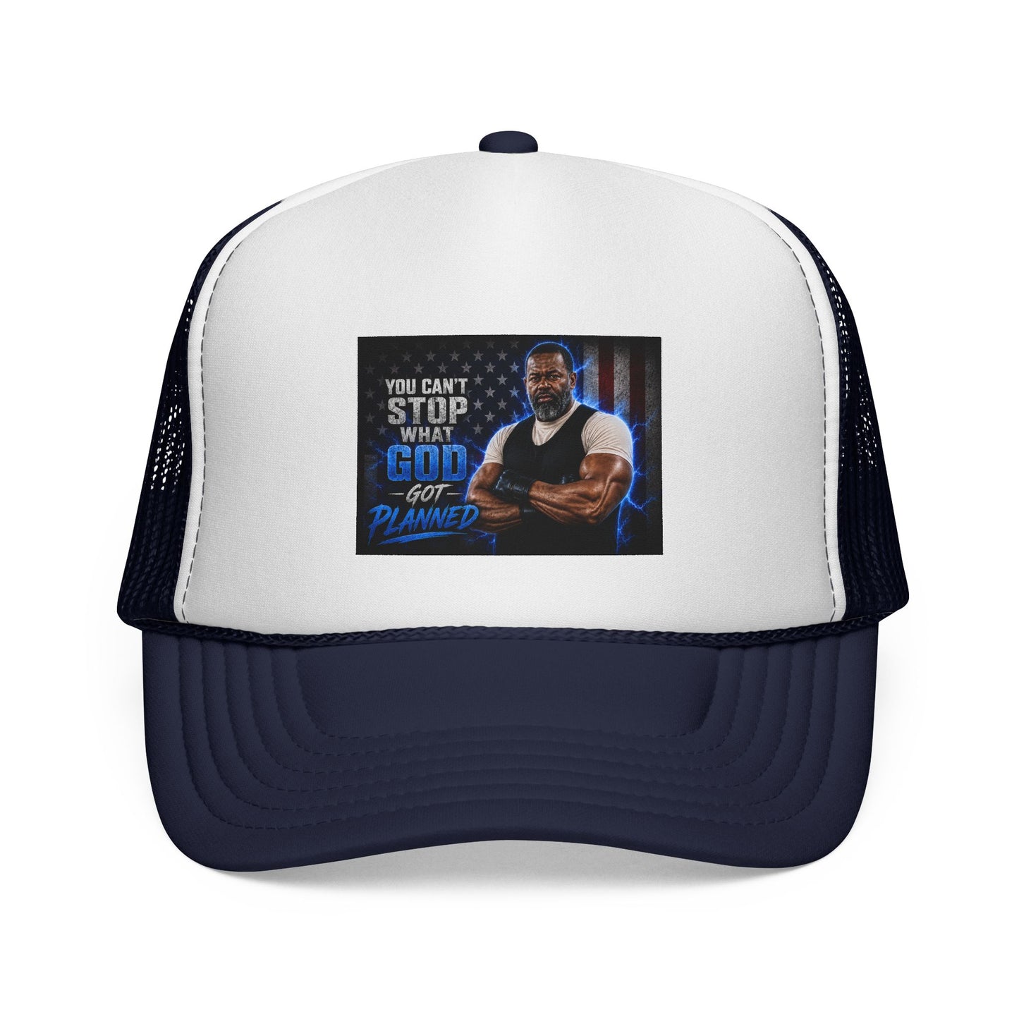 Trucker Cap — "You Can't Stop What God Got Planned" Faith Mesh Hat